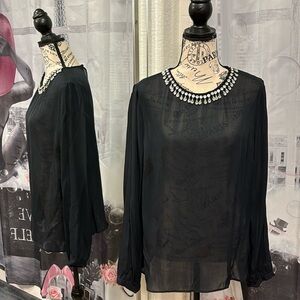 Jennifer Lopez Black Sheer Blouse